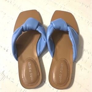 Marc Fisher Women's Blue Puffy Knotted Square Toe Sandals Size 7.5 Slides‎ NWOT